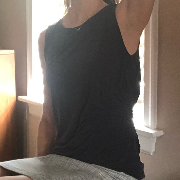 NWT! Calvin Klein Grey Cinch-Waist / Rouched Blouse (S) - Picture 1 of 4